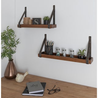 Kate and Laurel Sudbury Wood and Metal Wall Shelf Set - 2 Piece