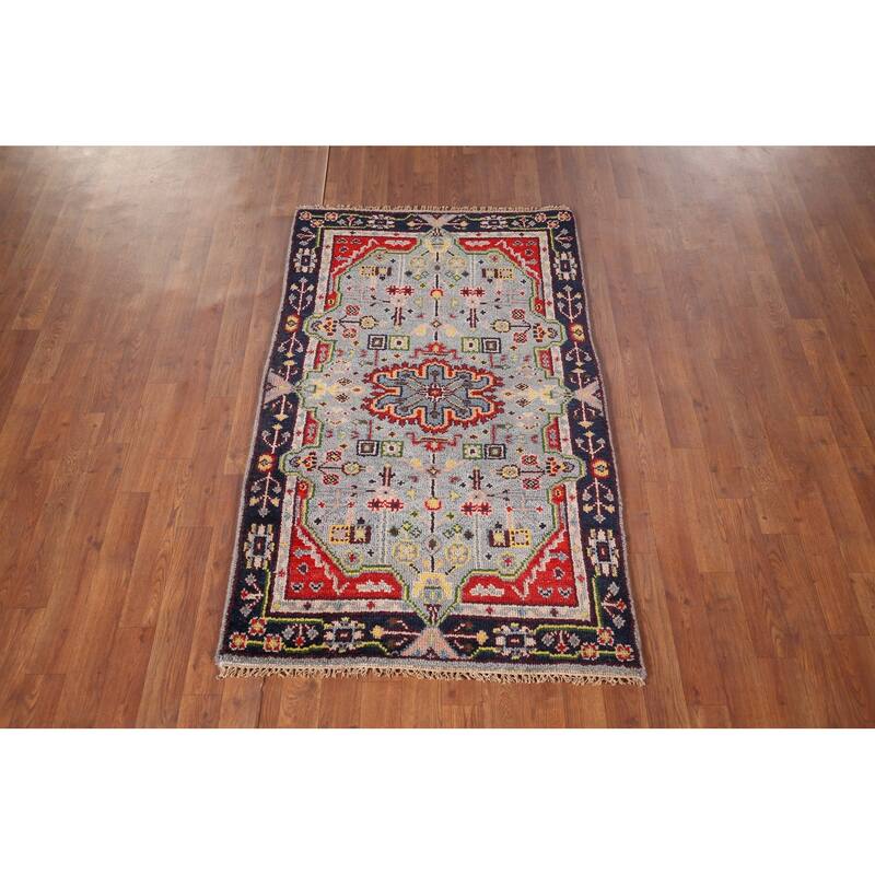 Geometric Kazak Oriental Accent Rug Handmade Traditional Wool Carpet - 3'0"x 4'11"