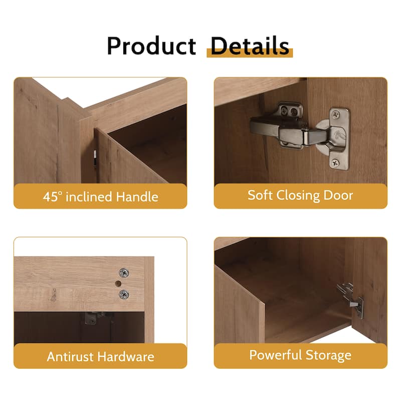 24/30/36/48/60 Inch Floating Bathroom Vanity Cabinet with Soft Close Door (Without Sink)