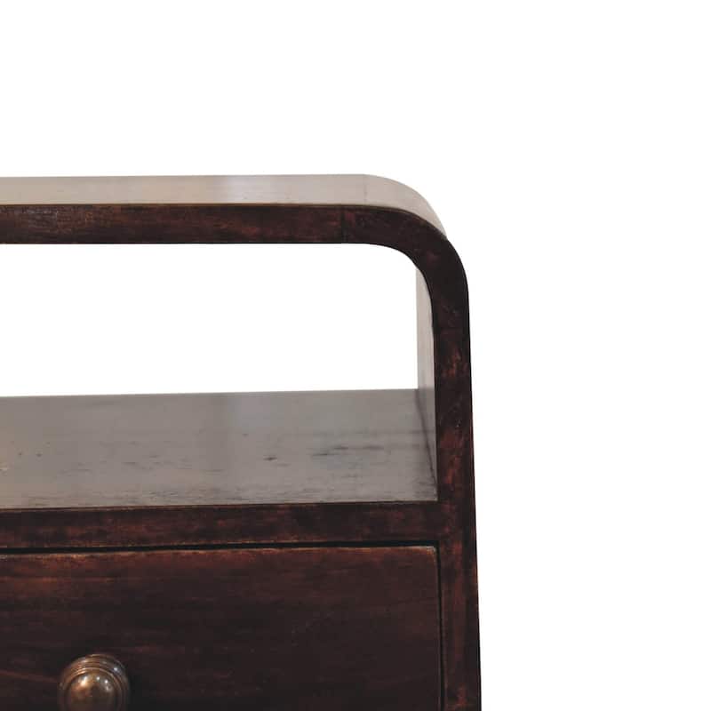 Artisan Furniture Solid Wood Mini California Walnut Curved Bedside with Open Slot