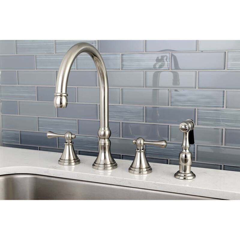 Kingston Brass Governor Widespread Kitchen Faucet with Metal Lever