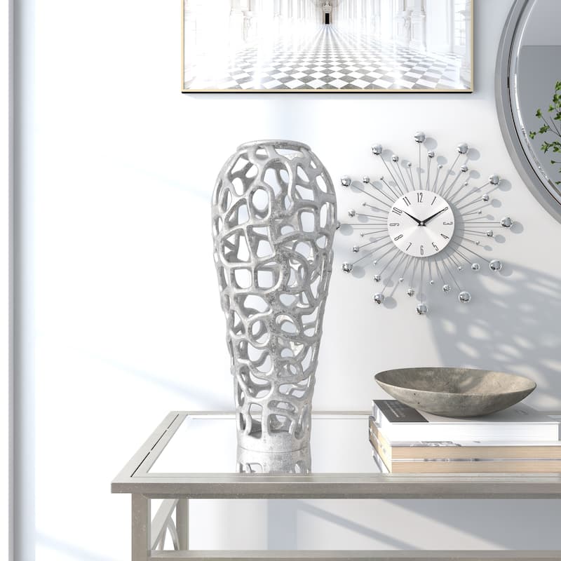 Aluminum Metal Cutout Coral Decorative Vase - Gold or Silver - Roche River Decor