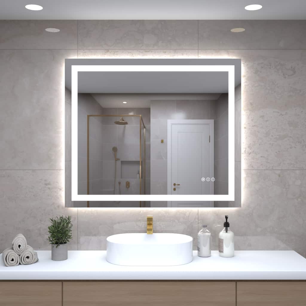 30" LED Bathroom Mirror,Front-Lit and Back-Lit, Stepless Dimmable, 3 Colors CRI90+, Brightness Memory, Shatter-Proof - 36