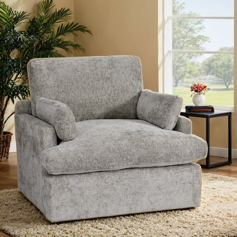Chenille Oversized 41.5" Wide Down Fill Sofa Lounge Chair and A Half - Single - Grey