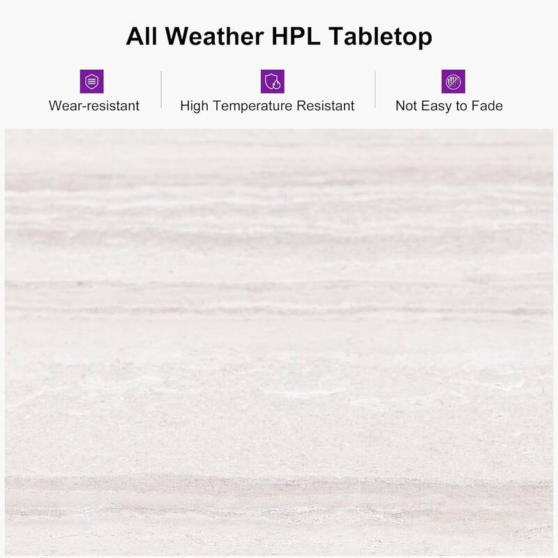 PURPLE LEAF Dining Set Patio Metal Rectangular Table and Wicker Rattan Chairs for Outside Porch Modern Outdoor Furniture Sets