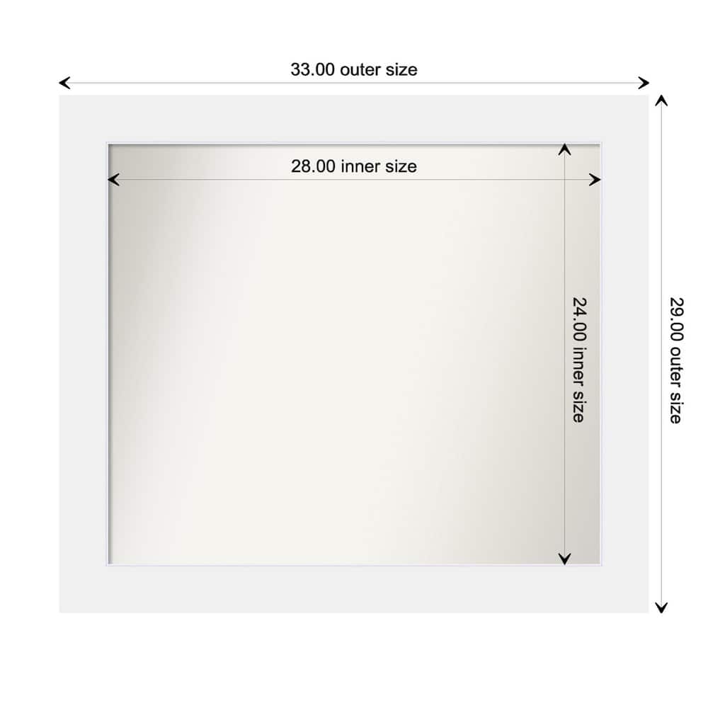 Corvino White Framed Non-Beveled Custom Wall Mirror, Bathroom Vanity Mirror