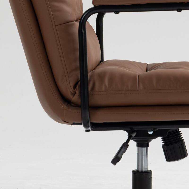GDF Studio - Ergonomic PU Leather Mid-Back Office Chair with Reclining Backrest with Padded Armrests and 360° Swivel Mobility