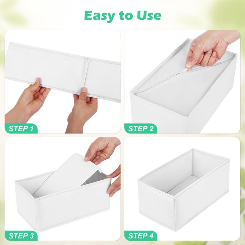 16-Pack Fabric Drawer Organizers - 3 Sizes for Clothes & Underwear