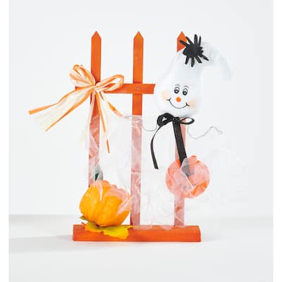 11" Tabletop Halloween Ghost Against a Fence, Set of 3