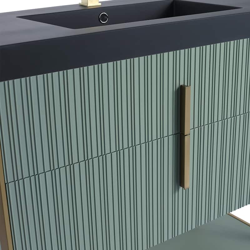 Fine Fixtures Serenity Modern Bathroom Vanity with Black Gel Acrylic Top
