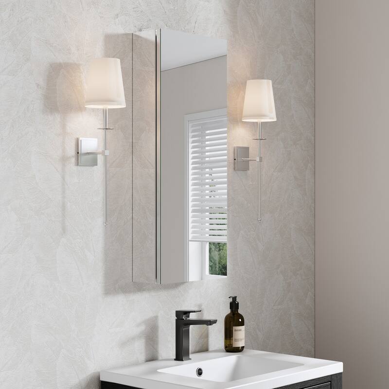 Recessed or Surface Wall Mount Bathroom Medicine Cabinet With Adjustable Glass Shelves