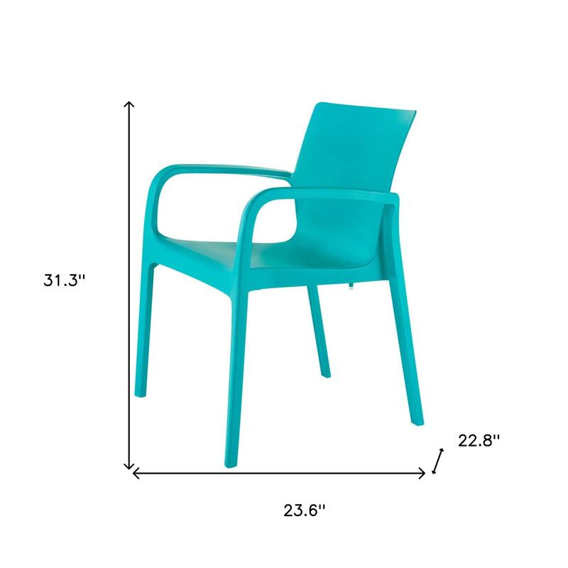 HomeRoots Set of Two Turquoise Heavy Duty Plastic Outdoor Stacking Dining Chairs