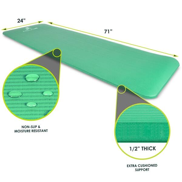 dimension image slide 0 of 7, ProsourceFit Extra Thick Yoga and Pilates Mat 1/2" or 1", 71-inch long