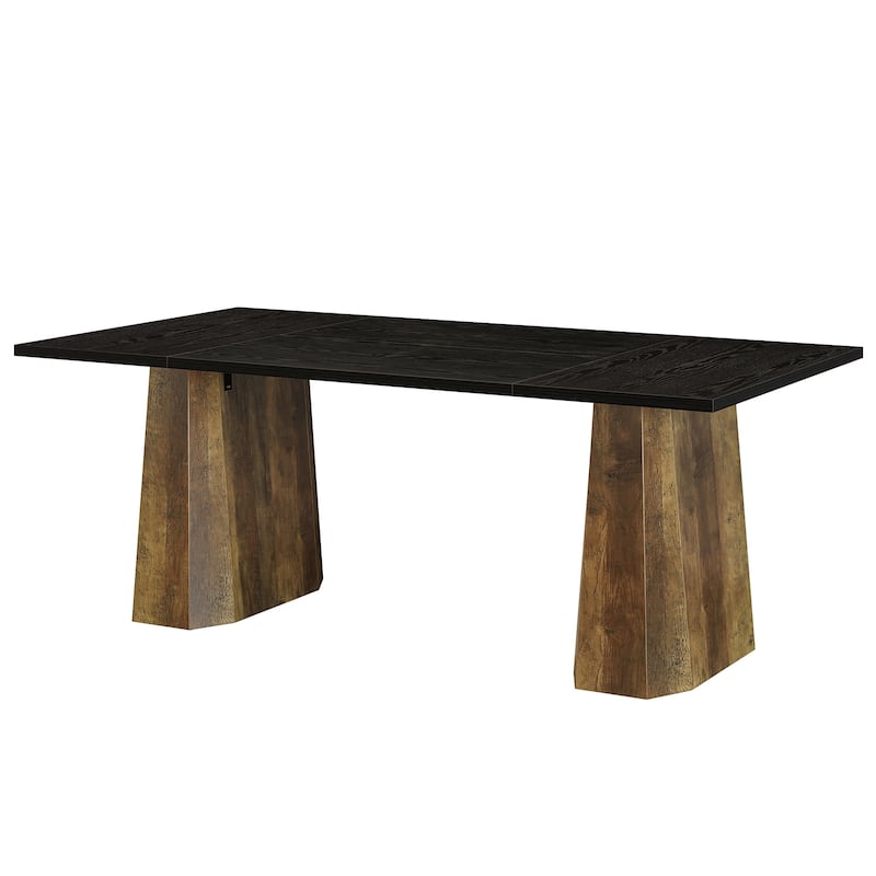 63-Inch Office Computer Desk, Large Simple Executive Desk with Double Wooden Pedestal