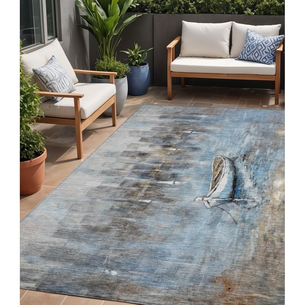 HomeRoots Nautical Transitional Rectangle Outdoor Rug