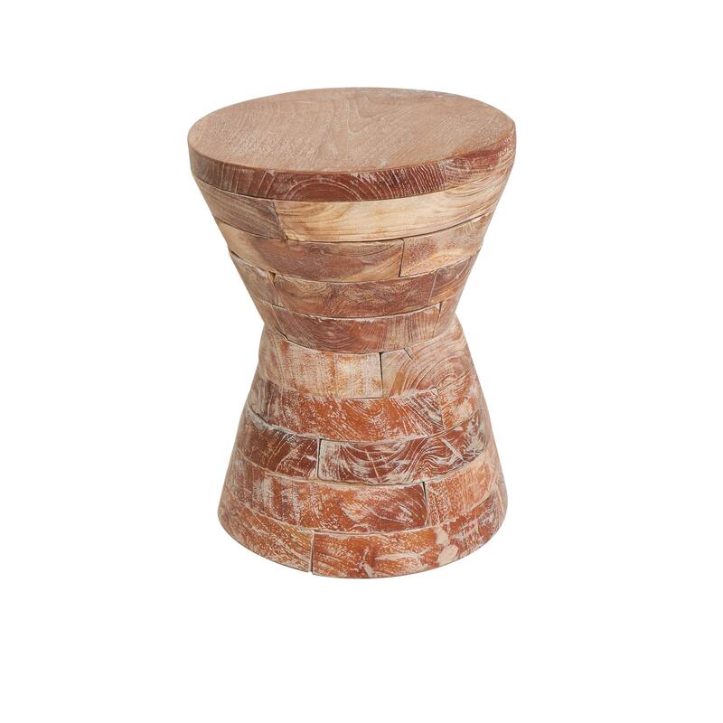 Timeless Brown Teak Wood Intricately Carved Accent Table