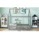 preview thumbnail 43 of 43, Wood House Bed with Fence and Door for Kids Rooms