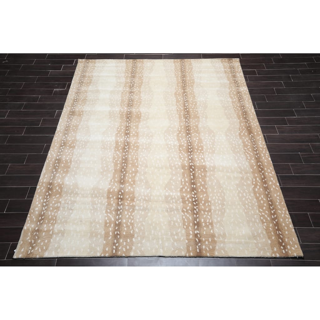 Hand Tufted Beige Animal Print Wool Area Rug