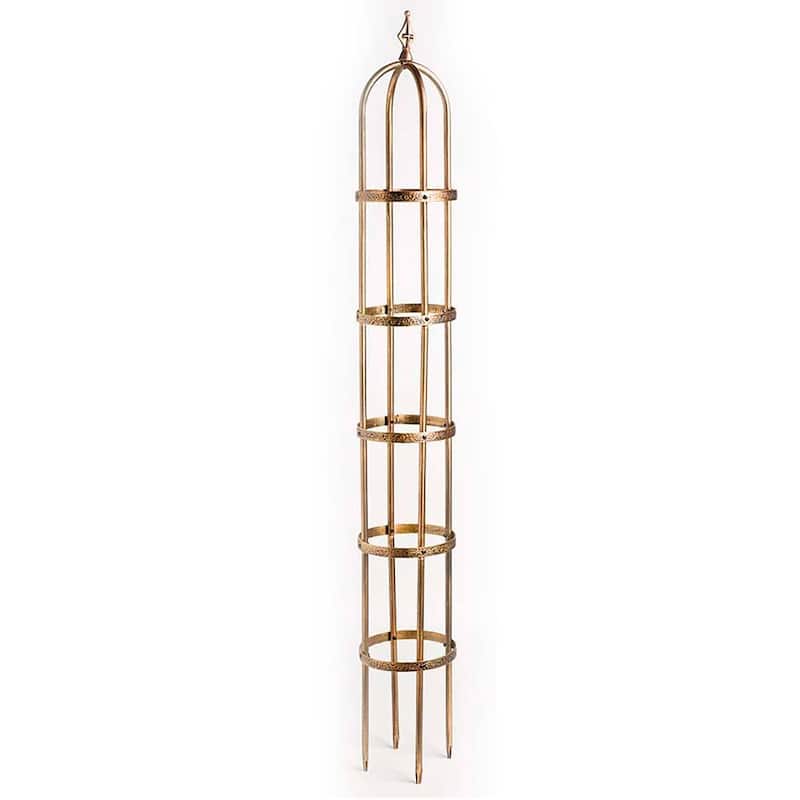 Powder-Coated Steel Garden Obelisk Trellis - Copper - Large