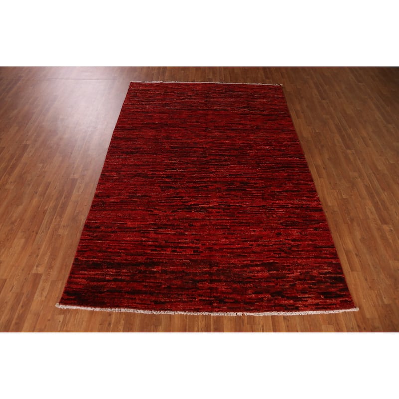 Red Moroccan Oriental Area Rug Handmade Bedroom Wool Carpet - 6'9" x 10'3"