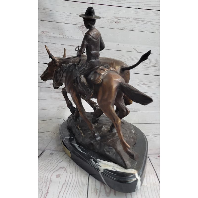 Frederic Remington Bolter Western Cowboy Cattle Drive Bronze Statue Sculpture 13 Inches X 17 Inches