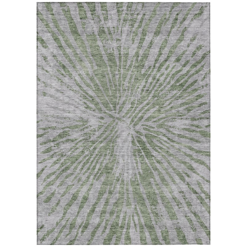 Machine Washable Indoor/ Outdoor Chantille Contemporary Burst Rug