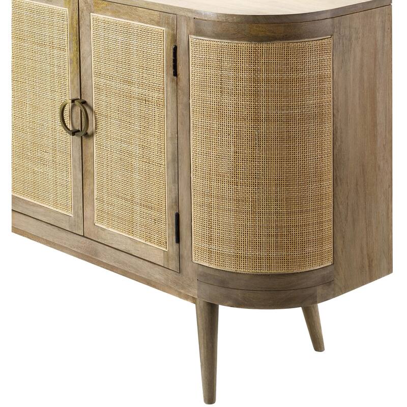 Vincie Hand Crafted Wood and Rattan Sideboard