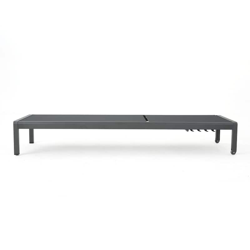 Cape Coral Dark Grey Aluminum & Mesh Outdoor Chaise Lounge (Set of 4) by Christopher Knight Home