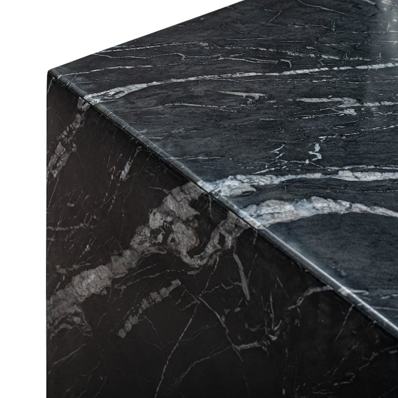 HomeRoots 20" Black Marble Square Block End Table - 15' X '20' X '15