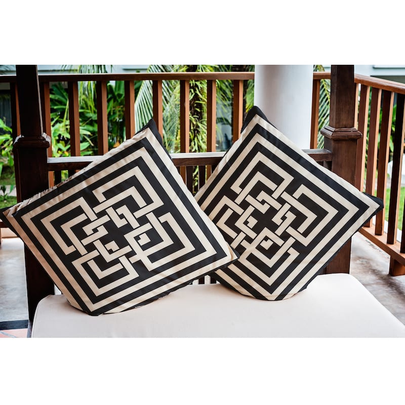 Greek New Key Nautical Indoor/Outdoor Throw Pillow