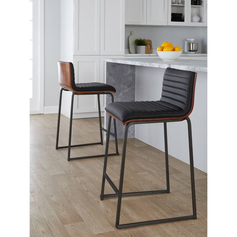 Silver Orchid Magda 26" Fixed-Height Upholstered Counter Stool (Set of 2)