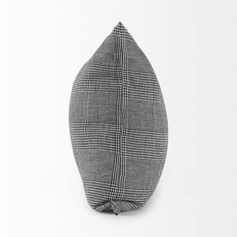 HomeRoots 14" X 26" Black And White Herringbone Plaid Linen Throw Pillow Cover