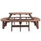 preview thumbnail 7 of 7, 10-12 Person Outdoor Patio Fir Wood Round Picnic Dining Set with Built-in Benches and Umbrella Hole