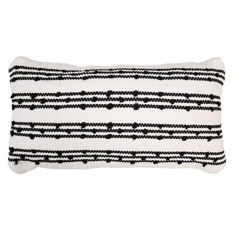 Lush Decor Hash Stripe Decorative Pillow Off White/Black Single 13X24 - Off White/Black - 13" x 24"