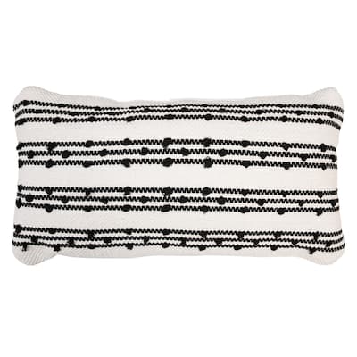 Lush Decor Hash Stripe Decorative Pillow Off White/Black Single 13X24