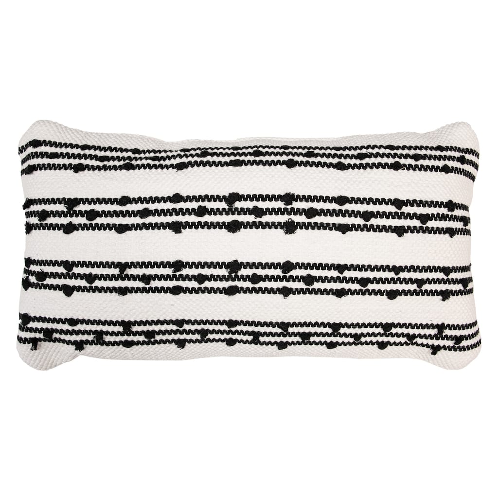 Lush Decor Hash Stripe Decorative Pillow Off White/Black Single 13X24