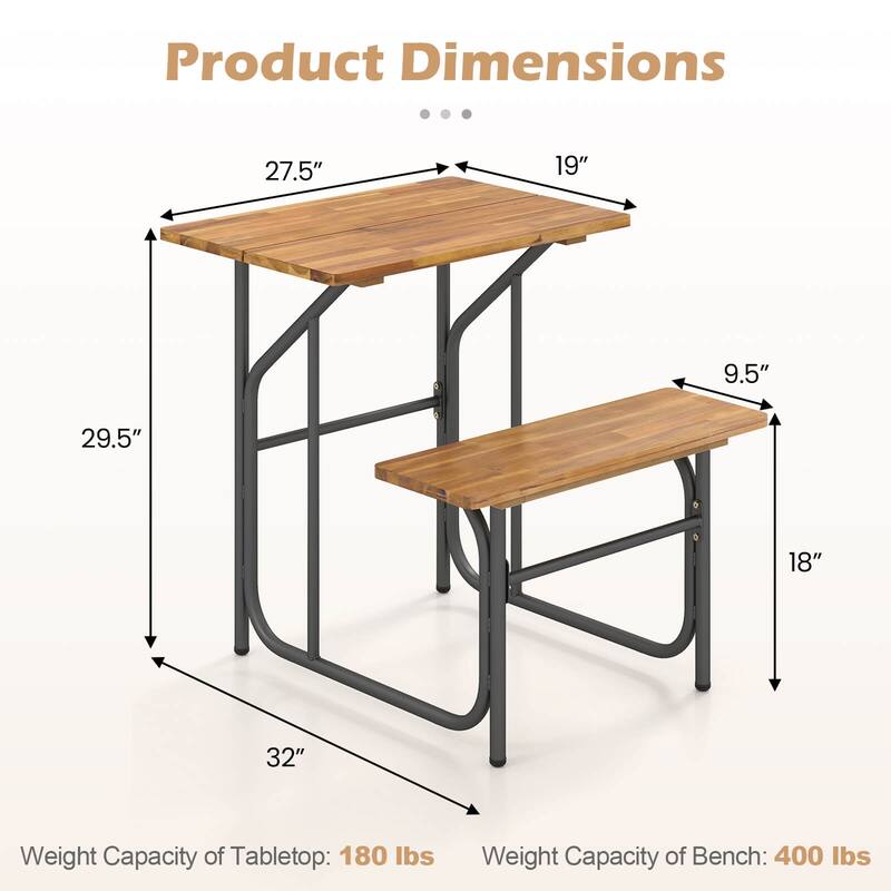 Costway 1/2 PCS Patio Table Bench Set One-Side Picnic Table & Seat - See Details
