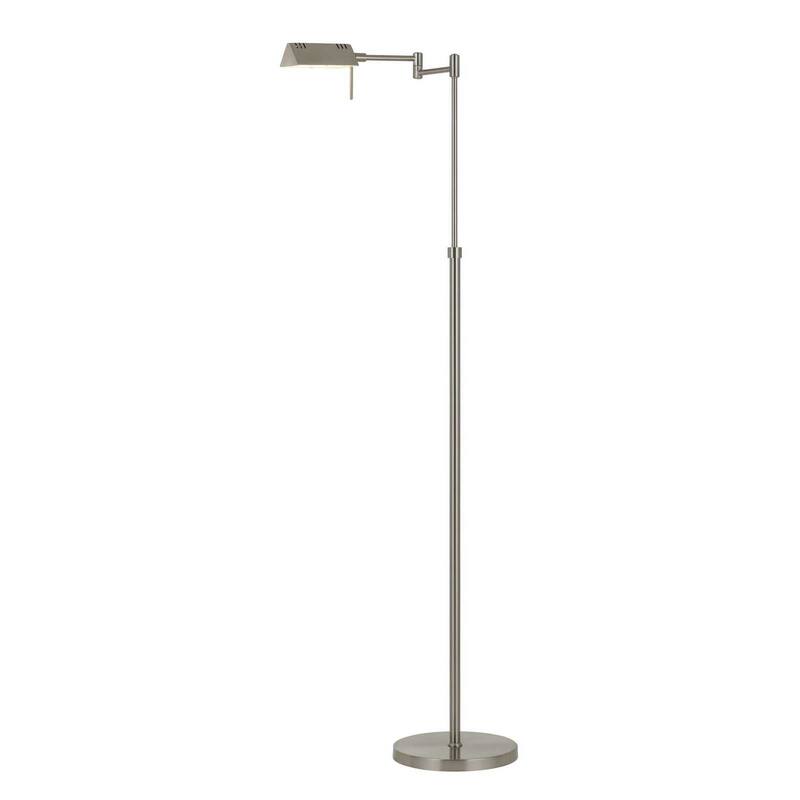 HomeRoots 61" Nickel Metal Adjustable Swing Arm Floor Lamp With Gray Shade - 21.25