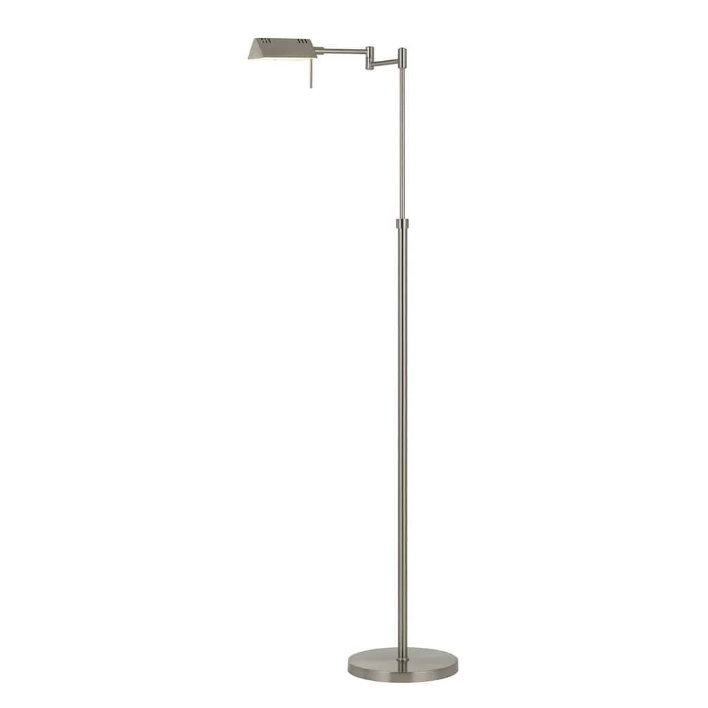 HomeRoots 61" Nickel Metal Adjustable Swing Arm Floor Lamp With Gray Shade - 21.25