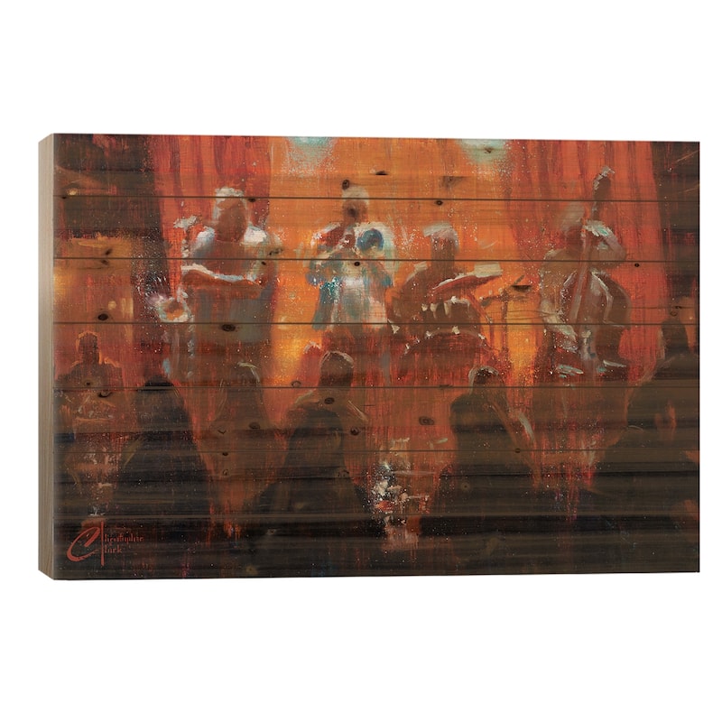 New York City, Jazz Print On Wood by Christopher Clark - Multi-Color - 26x40x1.5