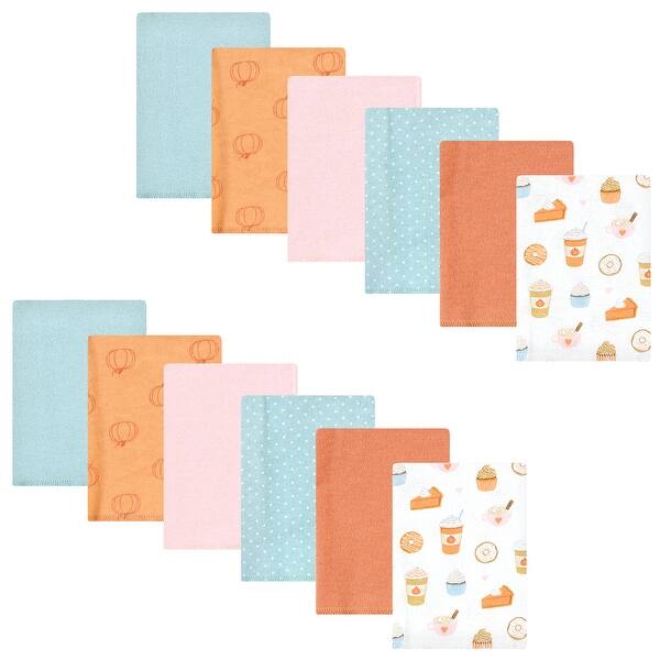 slide 1 of 1, Hudson Baby Infant Girl Cotton Flannel Burp Cloths Bundle, Pumpkin Spice, One Size - Pumpkin Spice - One Size One Size - Pumpkin Spice