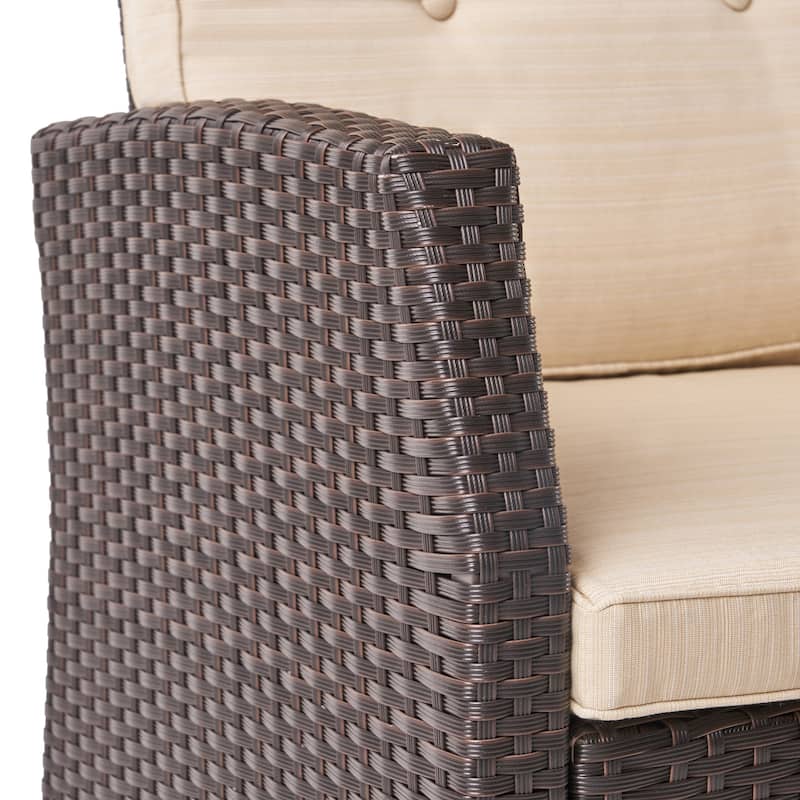 Sanger Wicker Outdoor Club Chairs with Cushions by Christopher Knight Home