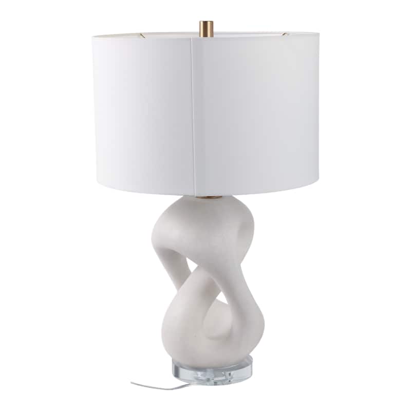 Stone Modern Table Lamp with Sculptural Base Fabric Shade - 25" White - 15" x 15" x 25"