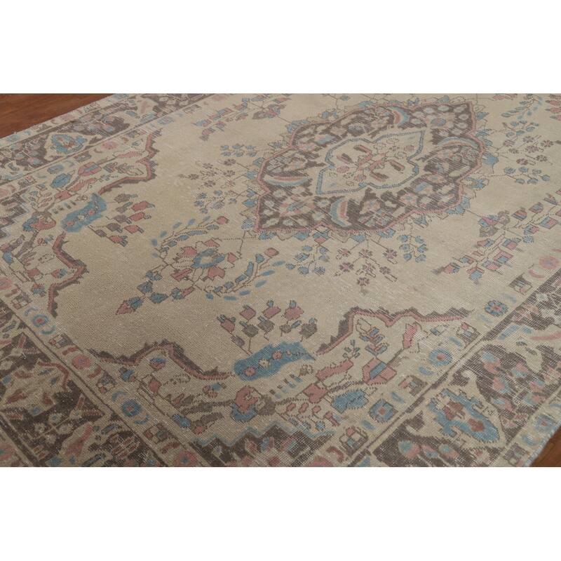 Medallion Tabriz Persian Area Rug Hand-Knotted Bedroom Wool Carpet - 6'4"x 9'3"