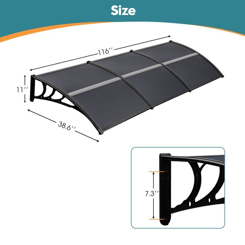 MCombo 40×120 Window Awning with Polycarbonate Board, 4012