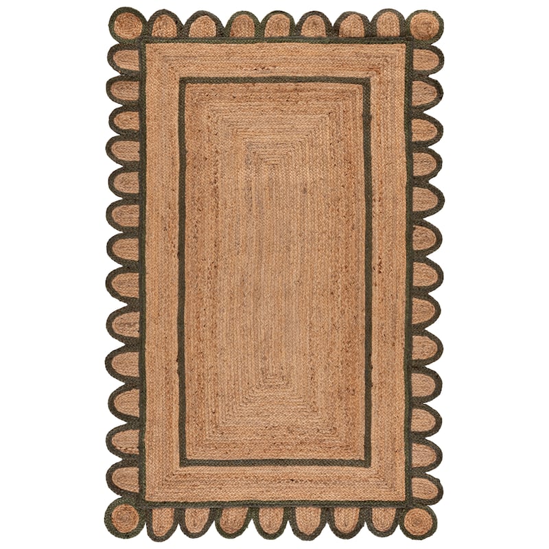 SAFAVIEH Handmade Natural Fiber Calcedonia Border Pattern Jute Rug - 5' x 8' - Natural/Olive