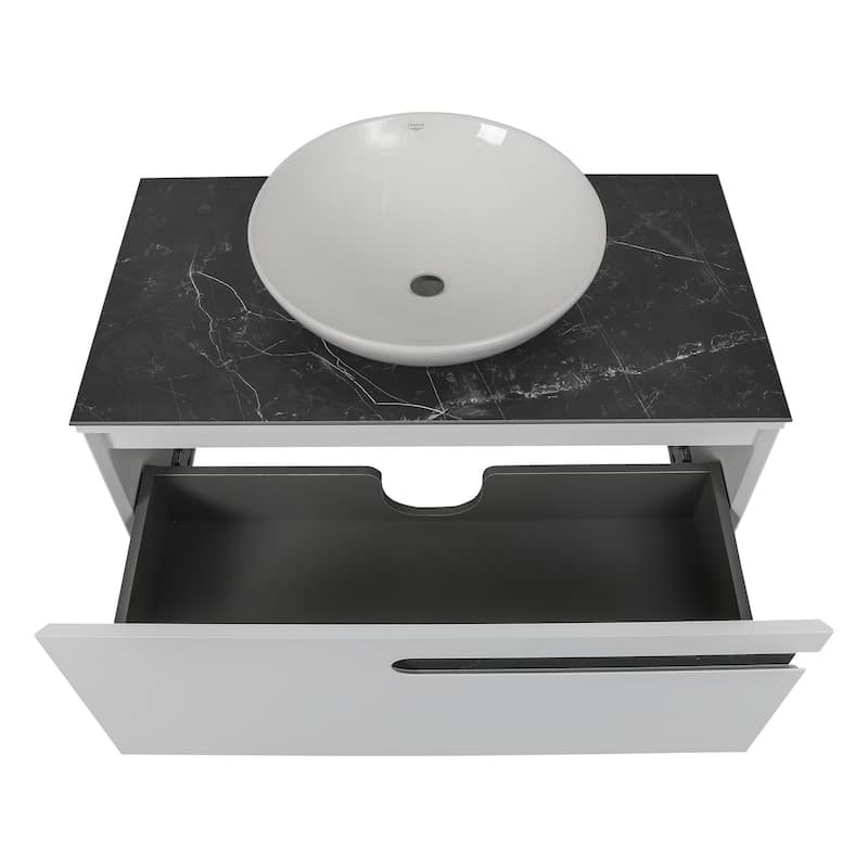 Modern Wall-Mount Bathroom Vanity with Washbasin Austin White Matte Non-Toxic MDF-40"-Omega R-line 24"