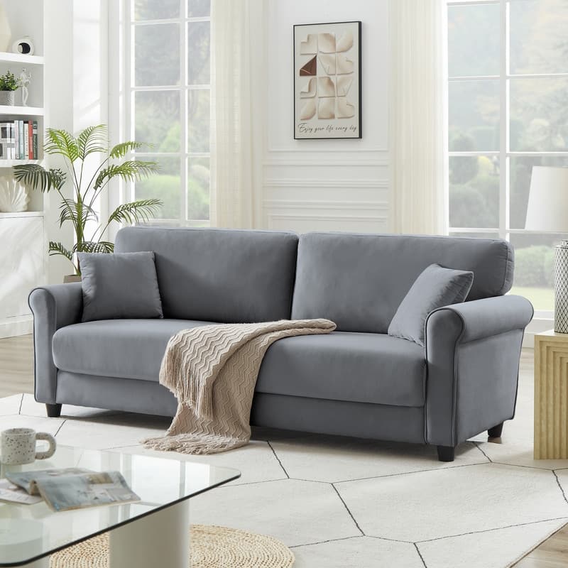82"Velvet Upholstery Cloud Sofa Couch Cushion Back Deep Seat Loveseat