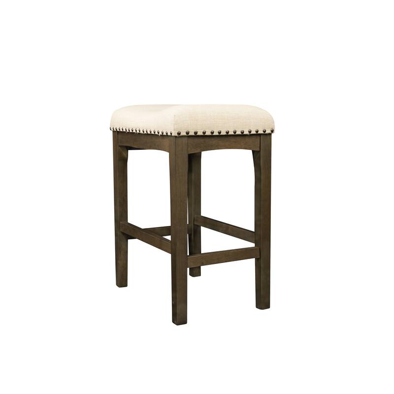 Azalea Park Bar Height Upholstered Wood Saddle Stool - 19 W x 13.25 D x 29 H"