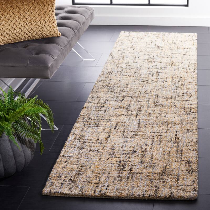 SAFAVIEH Handmade Abstract Elenita Modern Wool Rug - 2'3" x 8' Runner - Beige/Gold